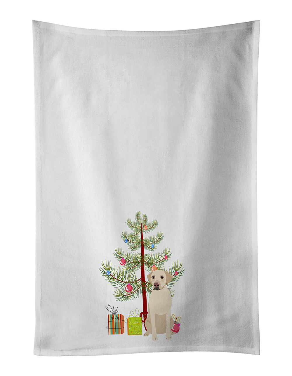 Labrador Retriever Yellow #3 Christmas Kitchen Towel Set of 2 White Dish Towels Decorative Bathroom Hand towel for Hand, Face, Hair, Yoga, Tea, Dishcloth, 19 X 28", White