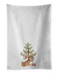 Pembroke Welsh Corgi Sable and White Christmas Kitchen Towel Set of 2 White Dish Towels Decorative Bathroom Hand towel for Hand, Face, Hair, Yoga, Tea, Dishcloth, 19 X 28", White