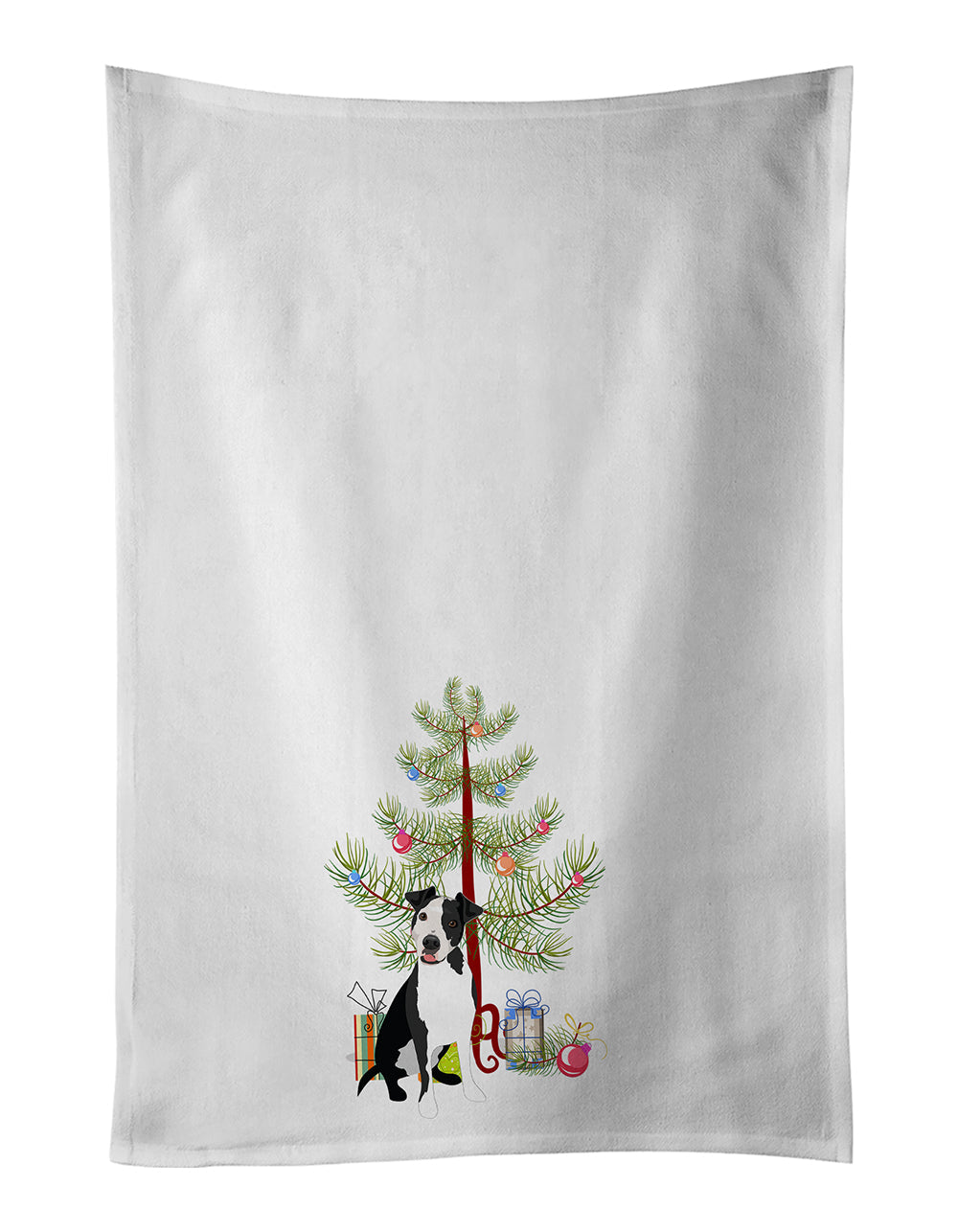 Pit Bull Black #2 Christmas Kitchen Towel Set of 2 White Dish Towels Decorative Bathroom Hand towel for Hand, Face, Hair, Yoga, Tea, Dishcloth, 19 X 28", White