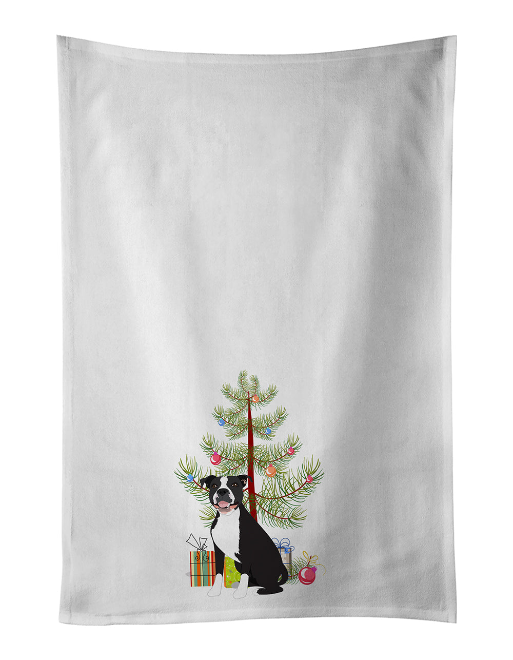 Pit Bull Black #3 Christmas Kitchen Towel Set of 2 White Dish Towels Decorative Bathroom Hand towel for Hand, Face, Hair, Yoga, Tea, Dishcloth, 19 X 28", White