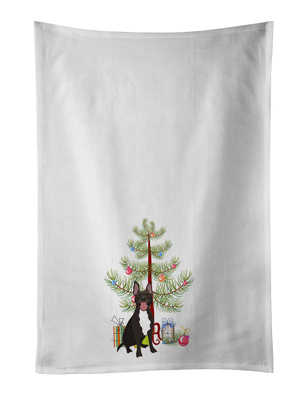 Pit Bull Black #4 Christmas Kitchen Towel Set of 2 White Dish Towels Decorative Bathroom Hand towel for Hand, Face, Hair, Yoga, Tea, Dishcloth, 19 X 28", White