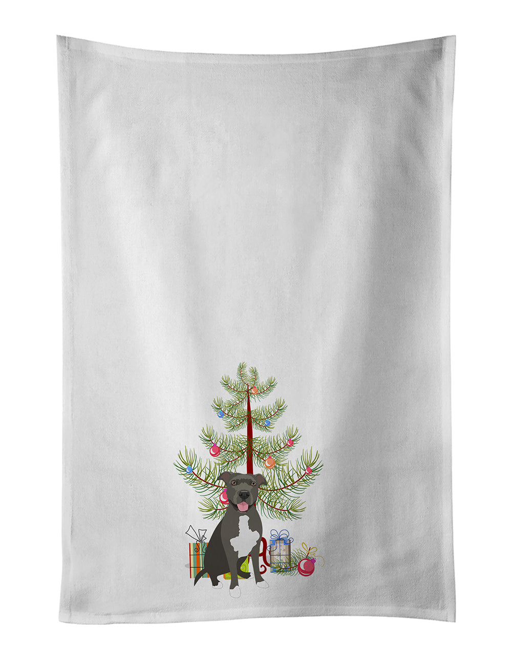 Pit Bull Blue #3 Christmas Kitchen Towel Set of 2 White Dish Towels Decorative Bathroom Hand towel for Hand, Face, Hair, Yoga, Tea, Dishcloth, 19 X 28", White