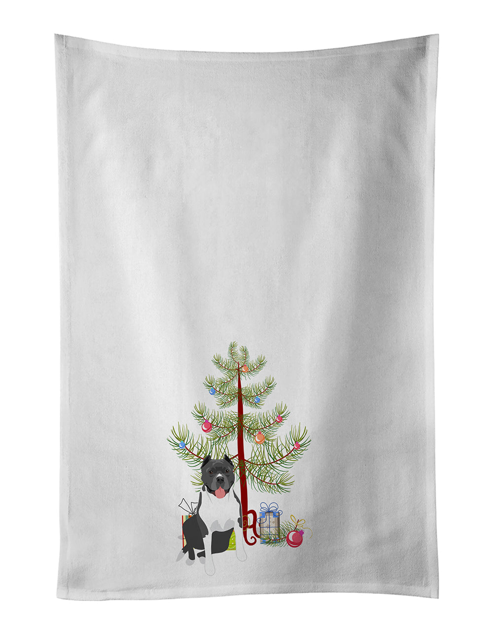 Pit Bull Blue #7 Christmas Kitchen Towel Set of 2 White Dish Towels Decorative Bathroom Hand towel for Hand, Face, Hair, Yoga, Tea, Dishcloth, 19 X 28", White