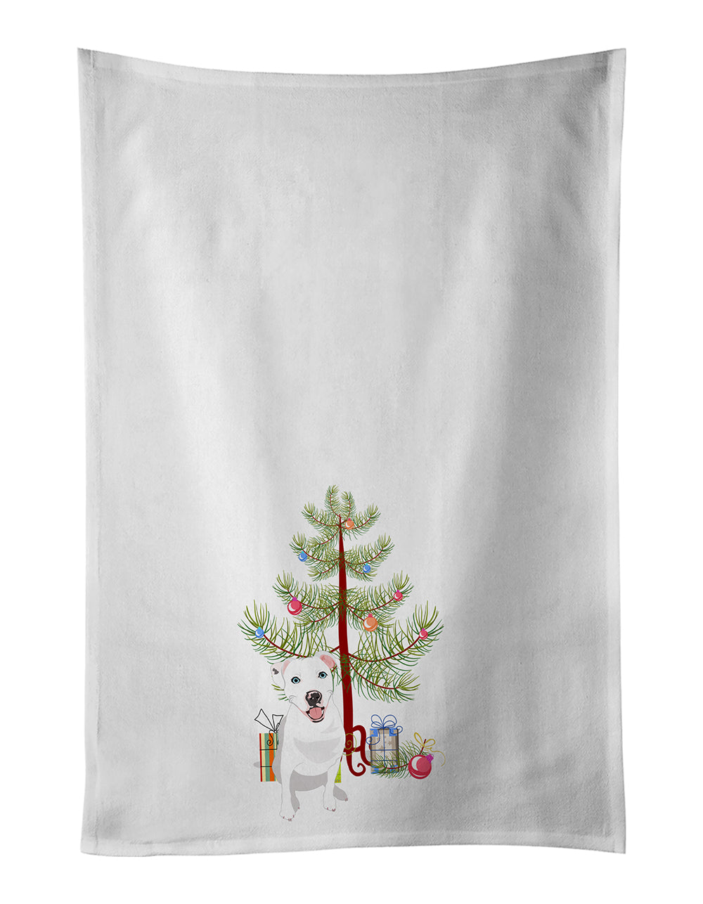 Pit Bull White #1 Christmas Kitchen Towel Set of 2 White Dish Towels Decorative Bathroom Hand towel for Hand, Face, Hair, Yoga, Tea, Dishcloth, 19 X 28", White