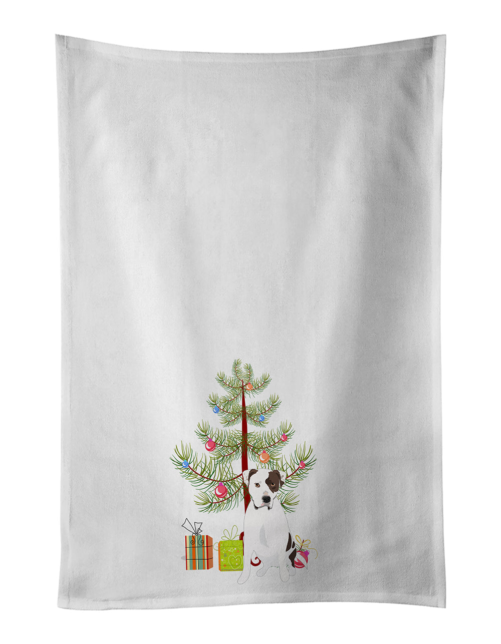 Pit Bull White #2 Christmas Kitchen Towel Set of 2 White Dish Towels Decorative Bathroom Hand towel for Hand, Face, Hair, Yoga, Tea, Dishcloth, 19 X 28", White