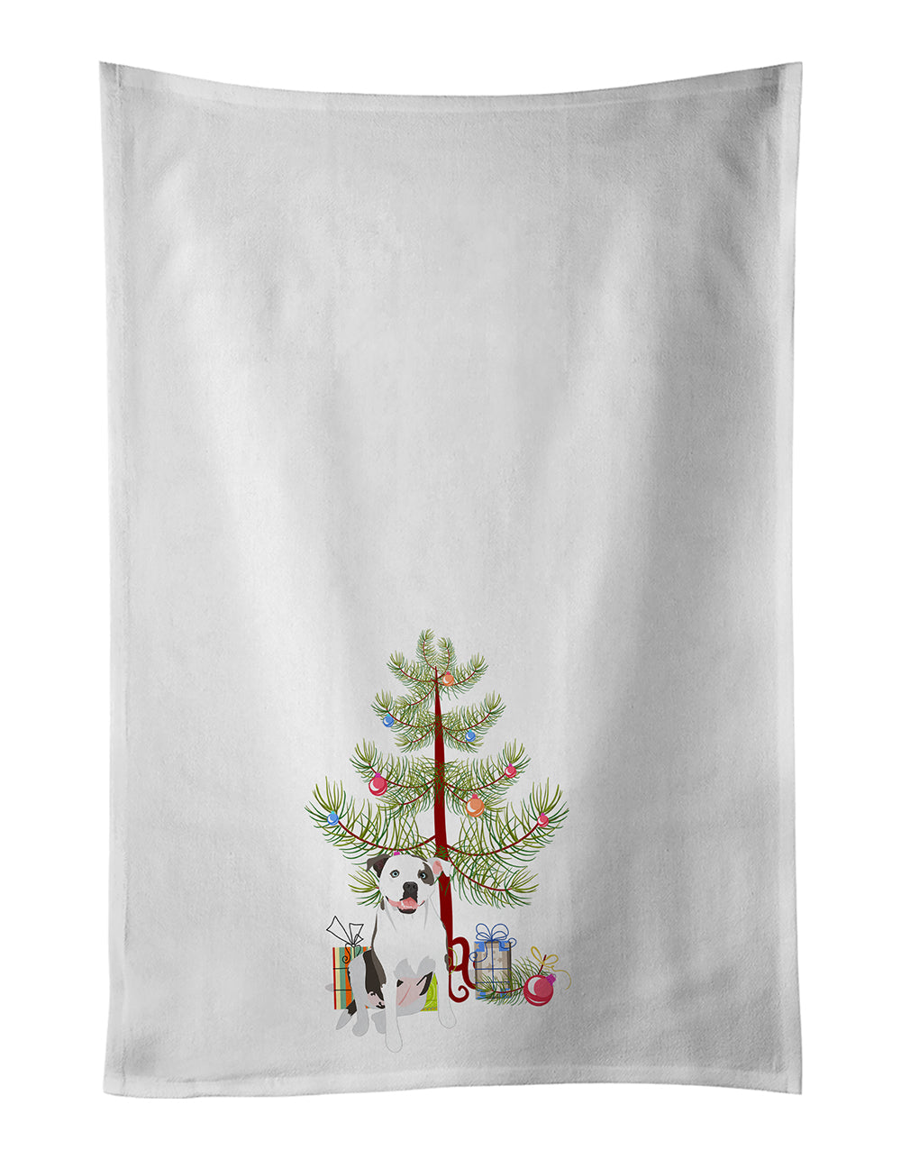 Pit Bull White #3 Christmas Kitchen Towel Set of 2 White Dish Towels Decorative Bathroom Hand towel for Hand, Face, Hair, Yoga, Tea, Dishcloth, 19 X 28", White