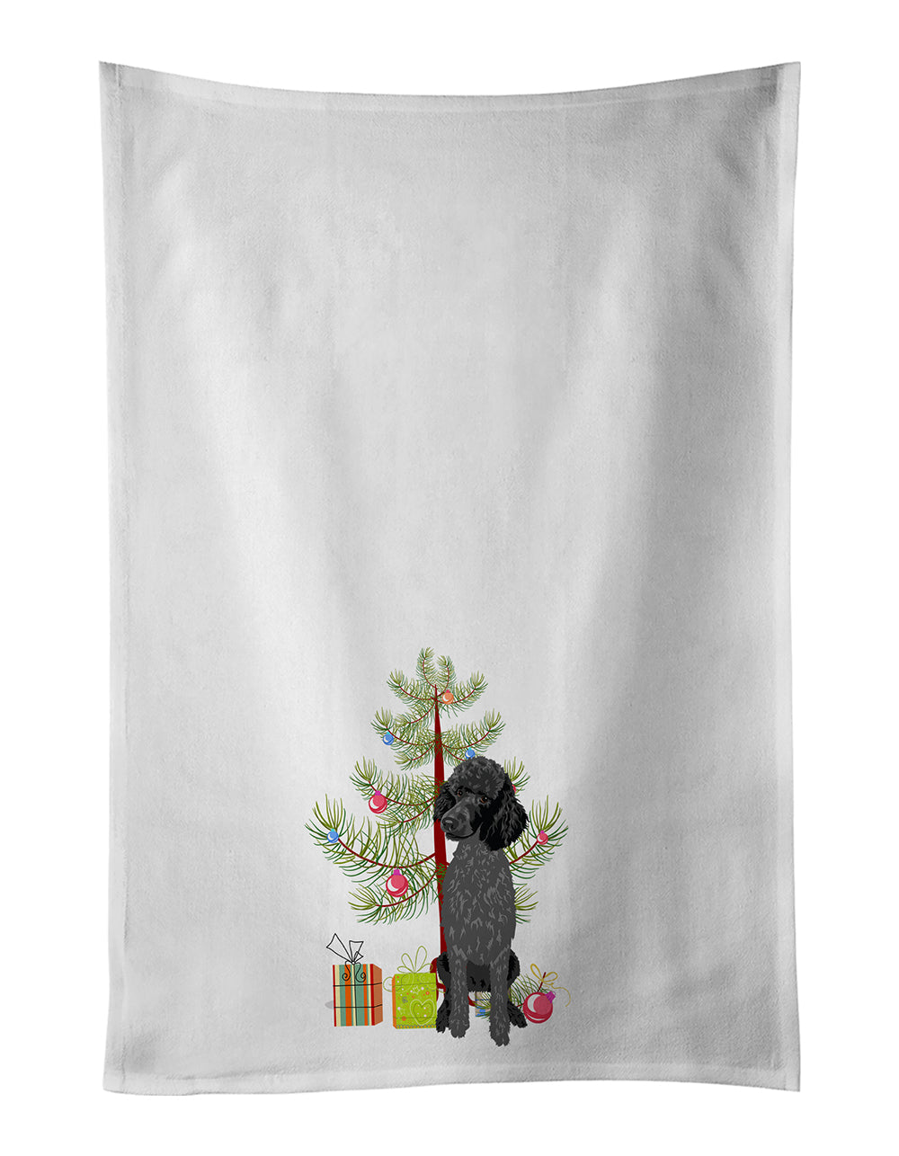 Poodle Standard Black Christmas Kitchen Towel Set of 2 White Dish Towels Decorative Bathroom Hand towel for Hand, Face, Hair, Yoga, Tea, Dishcloth, 19 X 28", White
