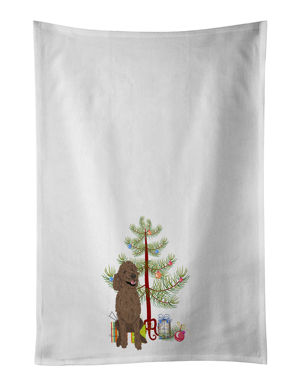 Poodle Standard Brown Christmas Kitchen Towel Set of 2 White Dish Towels Decorative Bathroom Hand towel for Hand, Face, Hair, Yoga, Tea, Dishcloth, 19 X 28", White