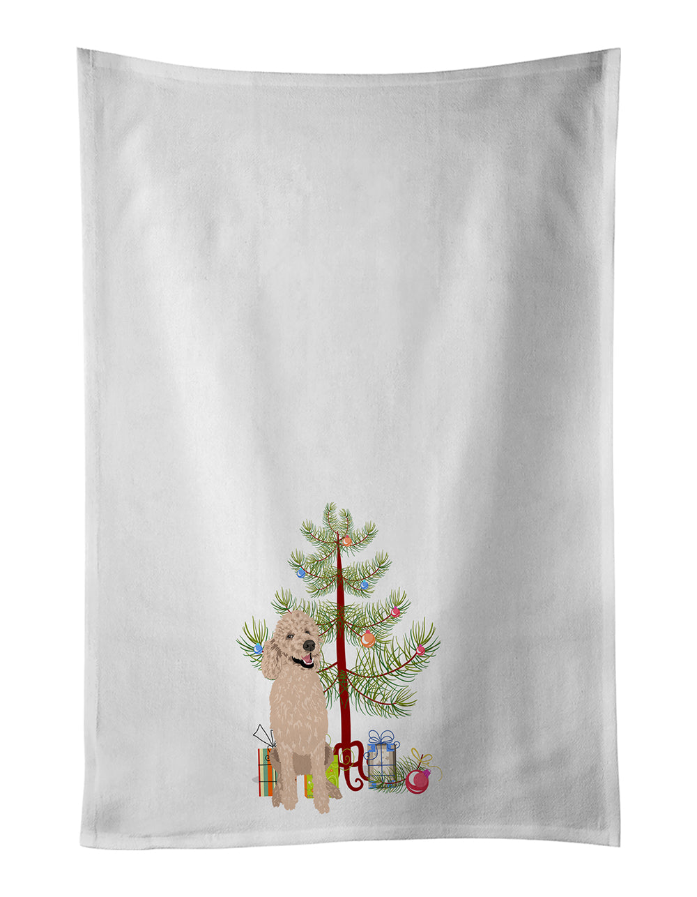 Poodle Standard Cafe Au Lait Christmas Kitchen Towel Set of 2 White Dish Towels Decorative Bathroom Hand towel for Hand, Face, Hair, Yoga, Tea, Dishcloth, 19 X 28", White