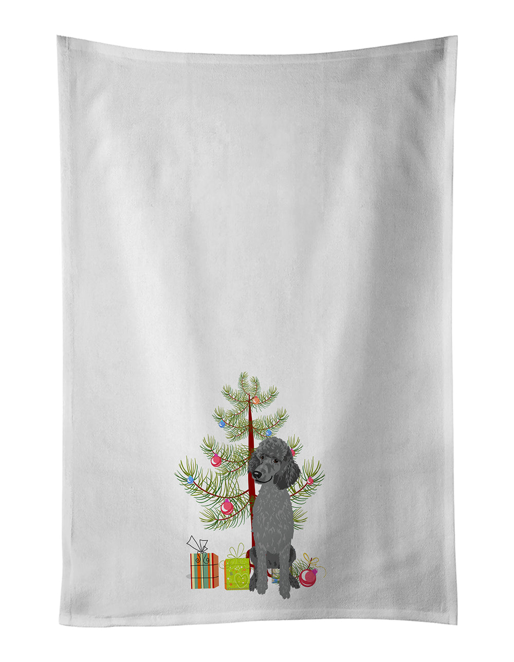 Poodle Standard Gray Christmas Kitchen Towel Set of 2 White Dish Towels Decorative Bathroom Hand towel for Hand, Face, Hair, Yoga, Tea, Dishcloth, 19 X 28", White