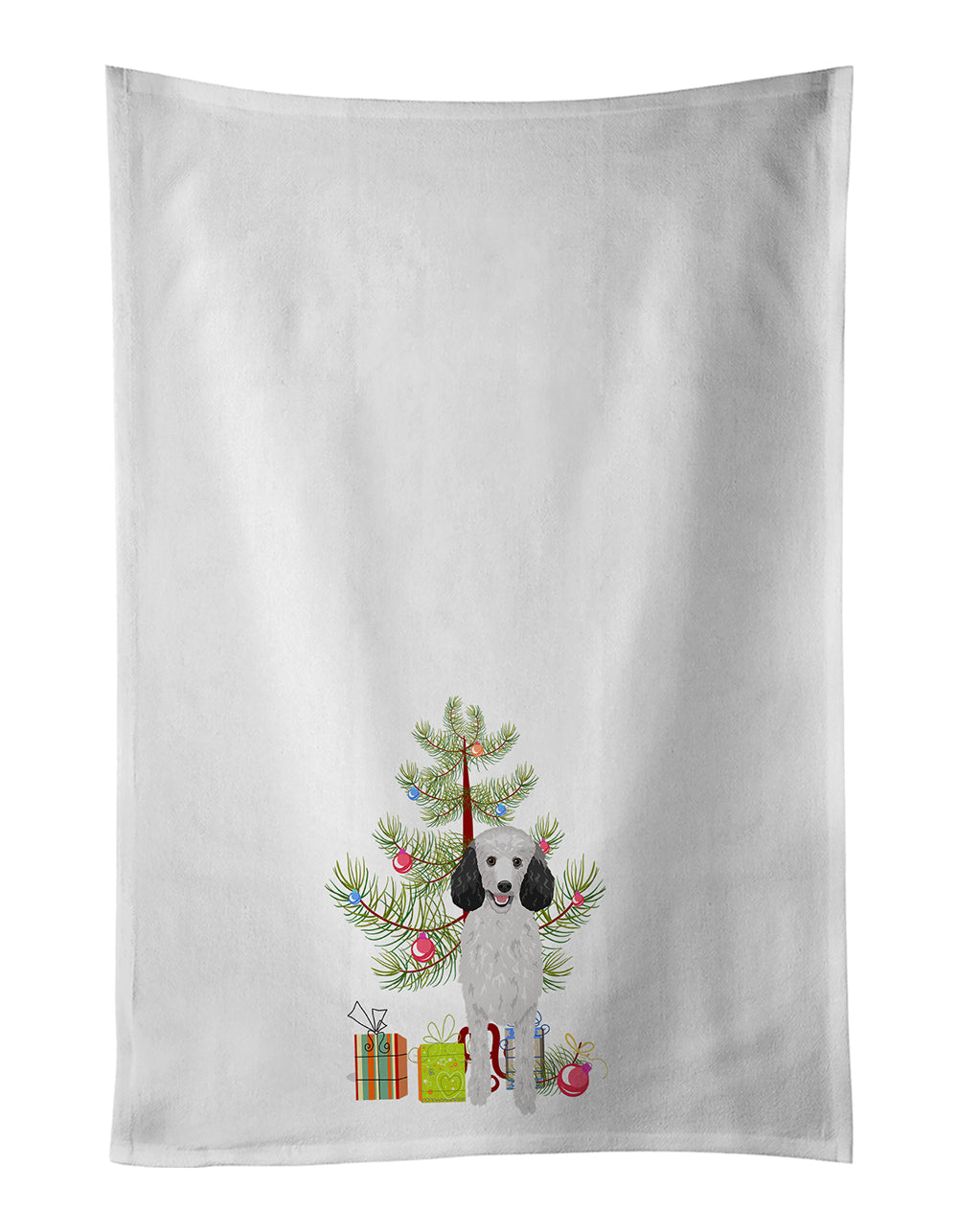 Poodle Standard Silver Christmas Kitchen Towel Set of 2 White Dish Towels Decorative Bathroom Hand towel for Hand, Face, Hair, Yoga, Tea, Dishcloth, 19 X 28", White