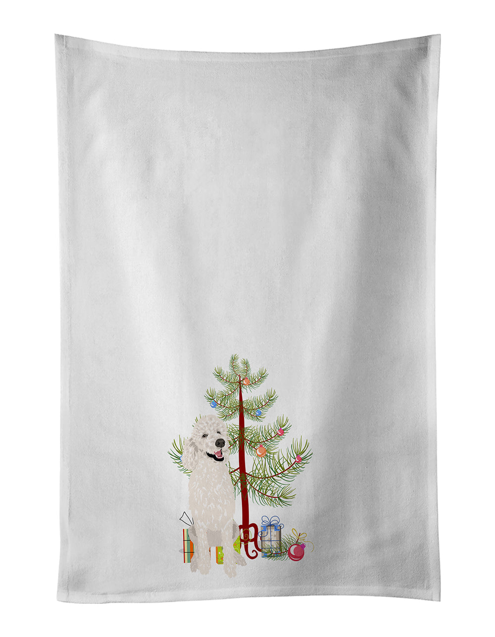 Poodle Standard White Christmas Kitchen Towel Set of 2 White Dish Towels Decorative Bathroom Hand towel for Hand, Face, Hair, Yoga, Tea, Dishcloth, 19 X 28", White