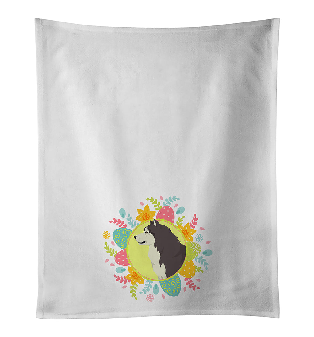 Alaskan Malamute Easter Kitchen Towel Set of 2 White Dish Towels Decorative Bathroom Hand towel for Hand, Face, Hair, Yoga, Tea, Dishcloth, 19 X 28", White