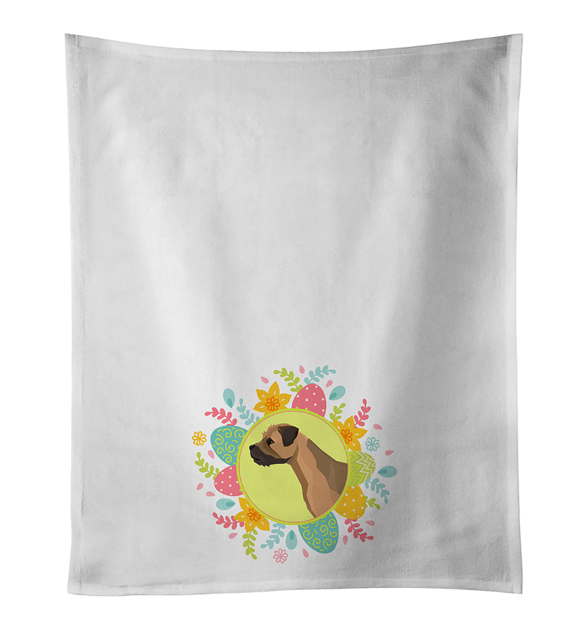 Border Terrier Easter Kitchen Towel Set of 2 White Dish Towels Decorative Bathroom Hand towel for Hand, Face, Hair, Yoga, Tea, Dishcloth, 19 X 28", White