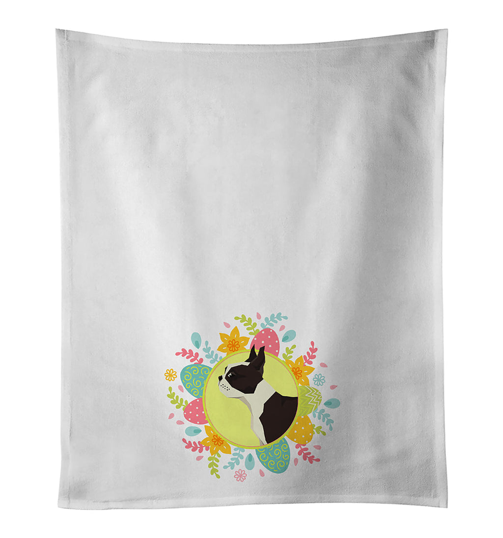 Boston Terrier Easter Kitchen Towel Set of 2 White Dish Towels Decorative Bathroom Hand towel for Hand, Face, Hair, Yoga, Tea, Dishcloth, 19 X 28", White