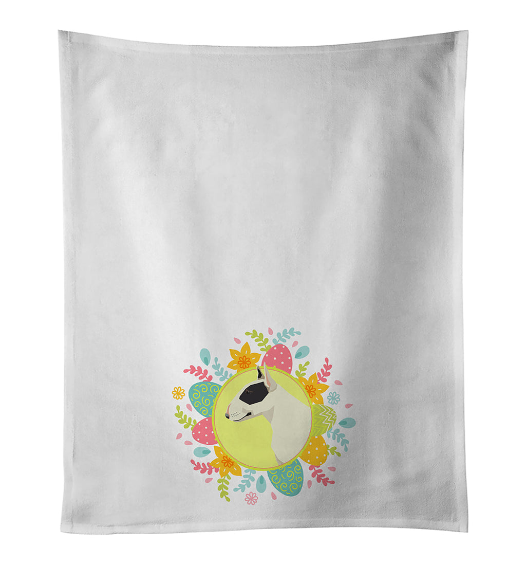 Black and White Bull Terrier Easter Kitchen Towel Set of 2 White Dish Towels Decorative Bathroom Hand towel for Hand, Face, Hair, Yoga, Tea, Dishcloth, 19 X 28", White