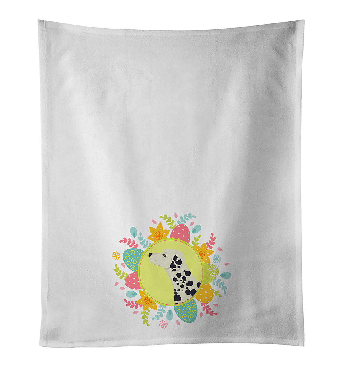 Dalmatian Easter Kitchen Towel Set of 2 White Dish Towels Decorative Bathroom Hand towel for Hand, Face, Hair, Yoga, Tea, Dishcloth, 19 X 28", White