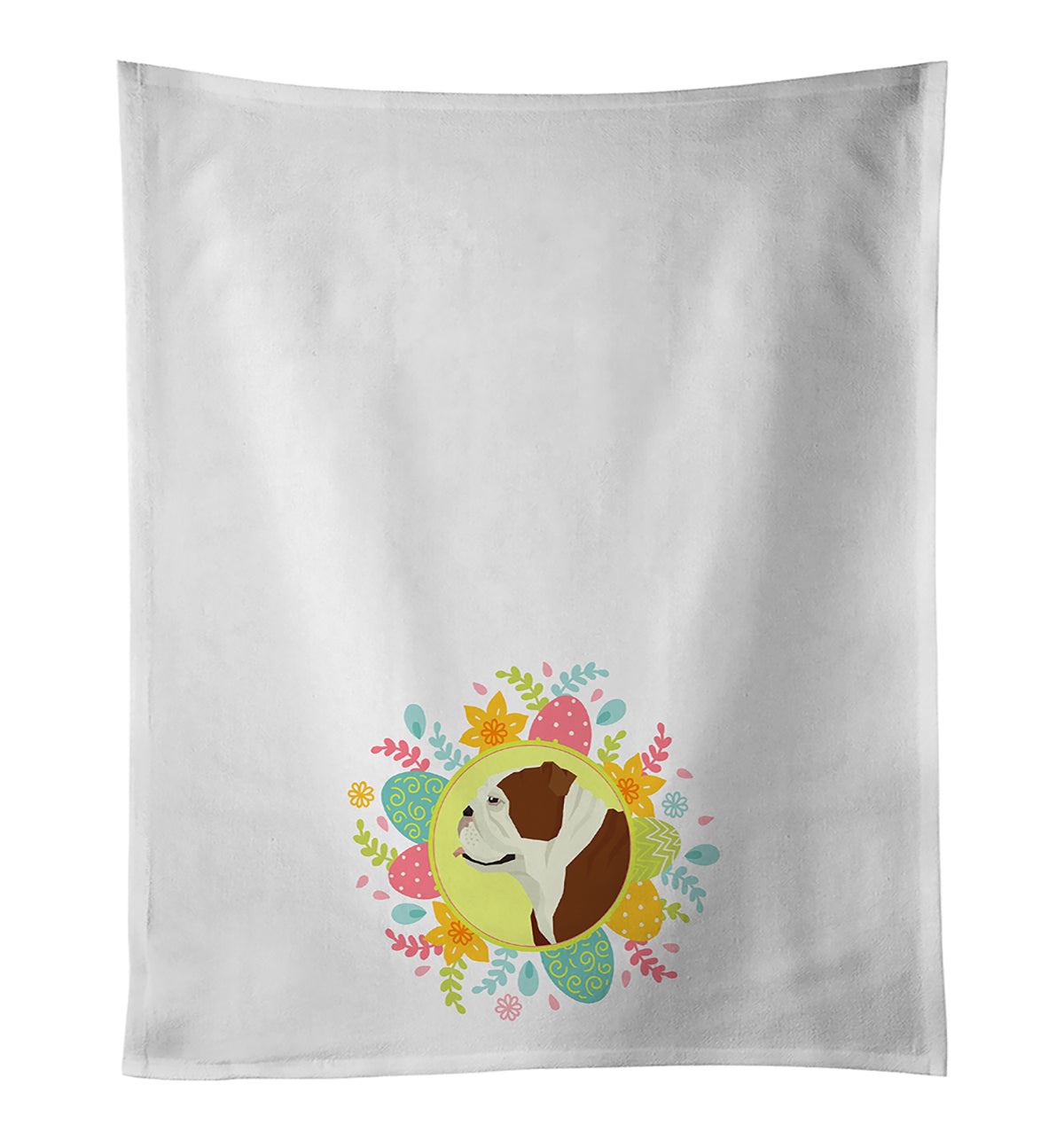English Bulldog Easter Kitchen Towel Set of 2 White Dish Towels Decorative Bathroom Hand towel for Hand, Face, Hair, Yoga, Tea, Dishcloth, 19 X 28", White