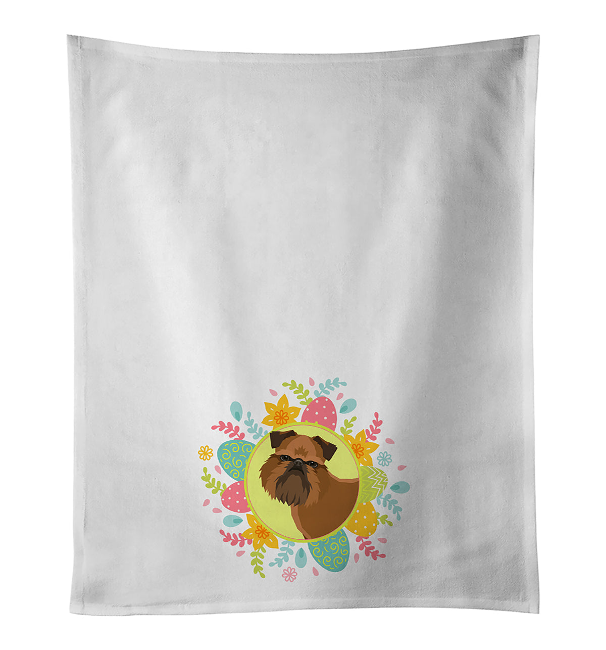 Brussels Griffon Easter Kitchen Towel Set of 2 White Dish Towels Decorative Bathroom Hand towel for Hand, Face, Hair, Yoga, Tea, Dishcloth, 19 X 28", White