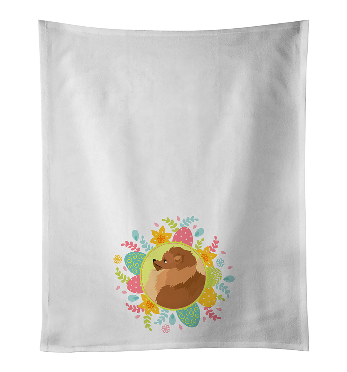 Pomeranian Easter Kitchen Towel Set of 2 White Dish Towels Decorative Bathroom Hand towel for Hand, Face, Hair, Yoga, Tea, Dishcloth, 19 X 28", White