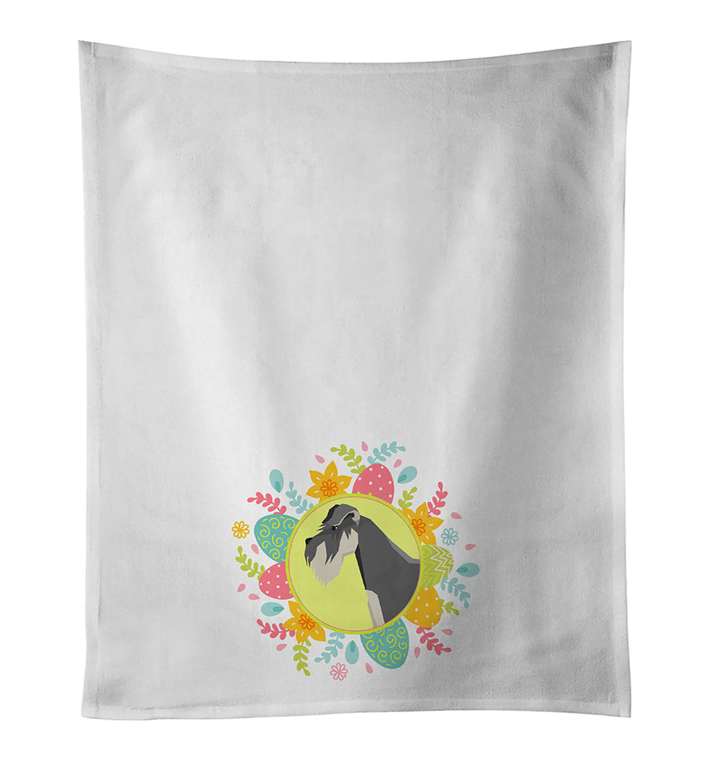 Schnauzer Easter Kitchen Towel Set of 2 White Dish Towels Decorative Bathroom Hand towel for Hand, Face, Hair, Yoga, Tea, Dishcloth, 19 X 28", White