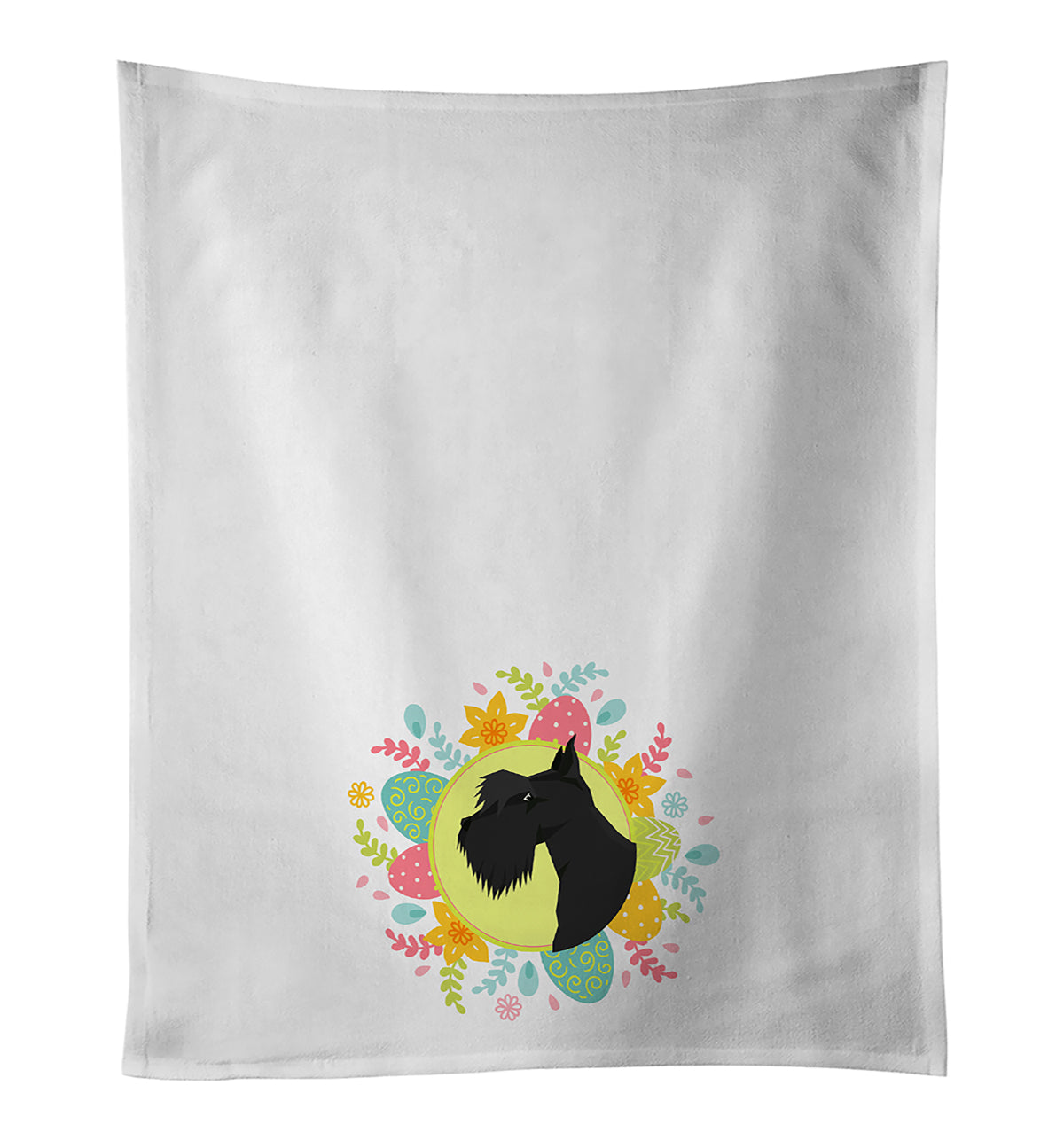 Scottish Terrier Easter Kitchen Towel Set of 2 White Dish Towels Decorative Bathroom Hand towel for Hand, Face, Hair, Yoga, Tea, Dishcloth, 19 X 28", White