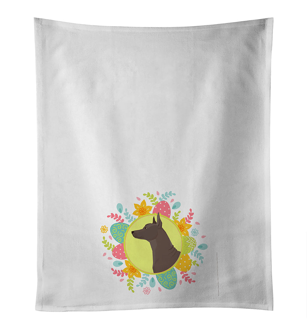 Mexican Hairless Dog Xolo Easter Kitchen Towel Set of 2 White Dish Towels Decorative Bathroom Hand towel for Hand, Face, Hair, Yoga, Tea, Dishcloth, 19 X 28", White