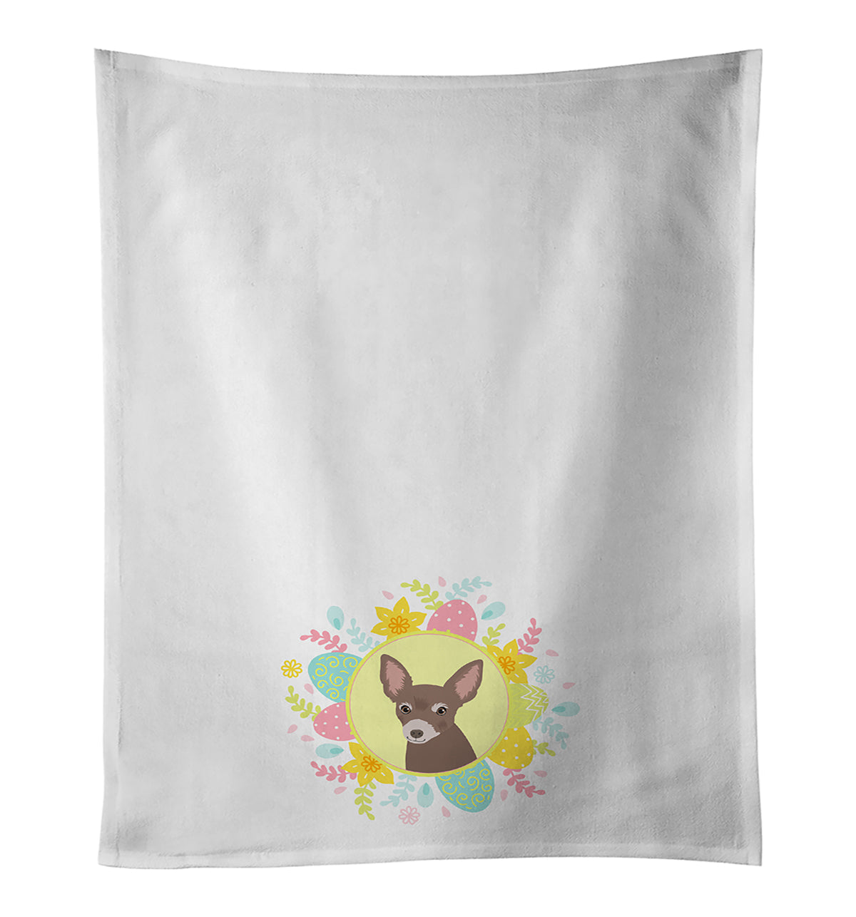 Chihuahua Chocolate #2 Easter Kitchen Towel Set of 2 White Dish Towels Decorative Bathroom Hand towel for Hand, Face, Hair, Yoga, Tea, Dishcloth, 19 X 28", White