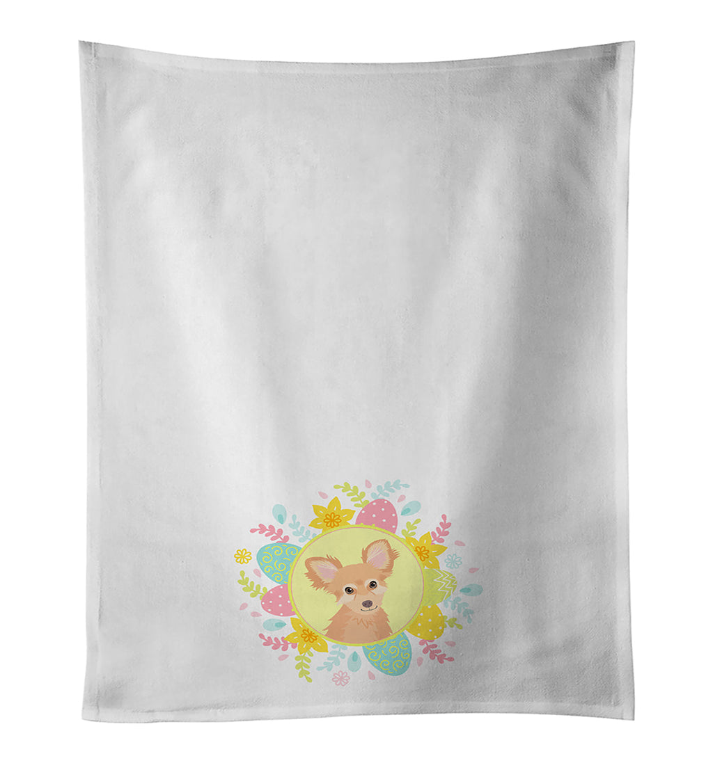 Chihuahua Fawn Easter Kitchen Towel Set of 2 White Dish Towels Decorative Bathroom Hand towel for Hand, Face, Hair, Yoga, Tea, Dishcloth, 19 X 28", White