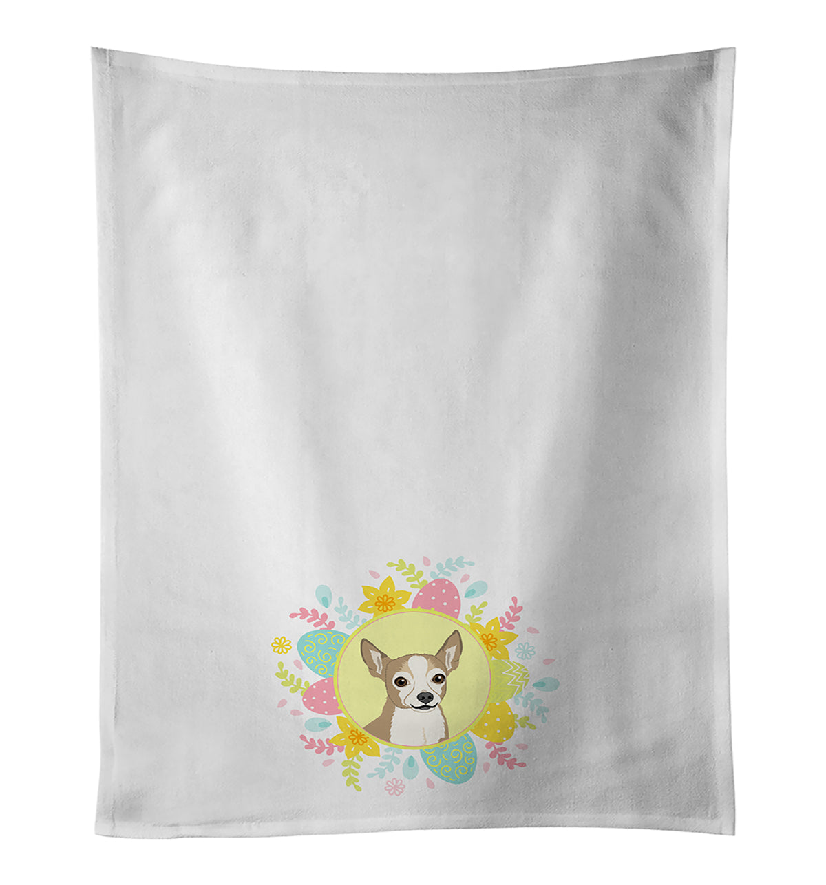 Chihuahua Silver and Tan Easter Kitchen Towel Set of 2 White Dish Towels Decorative Bathroom Hand towel for Hand, Face, Hair, Yoga, Tea, Dishcloth, 19 X 28", White