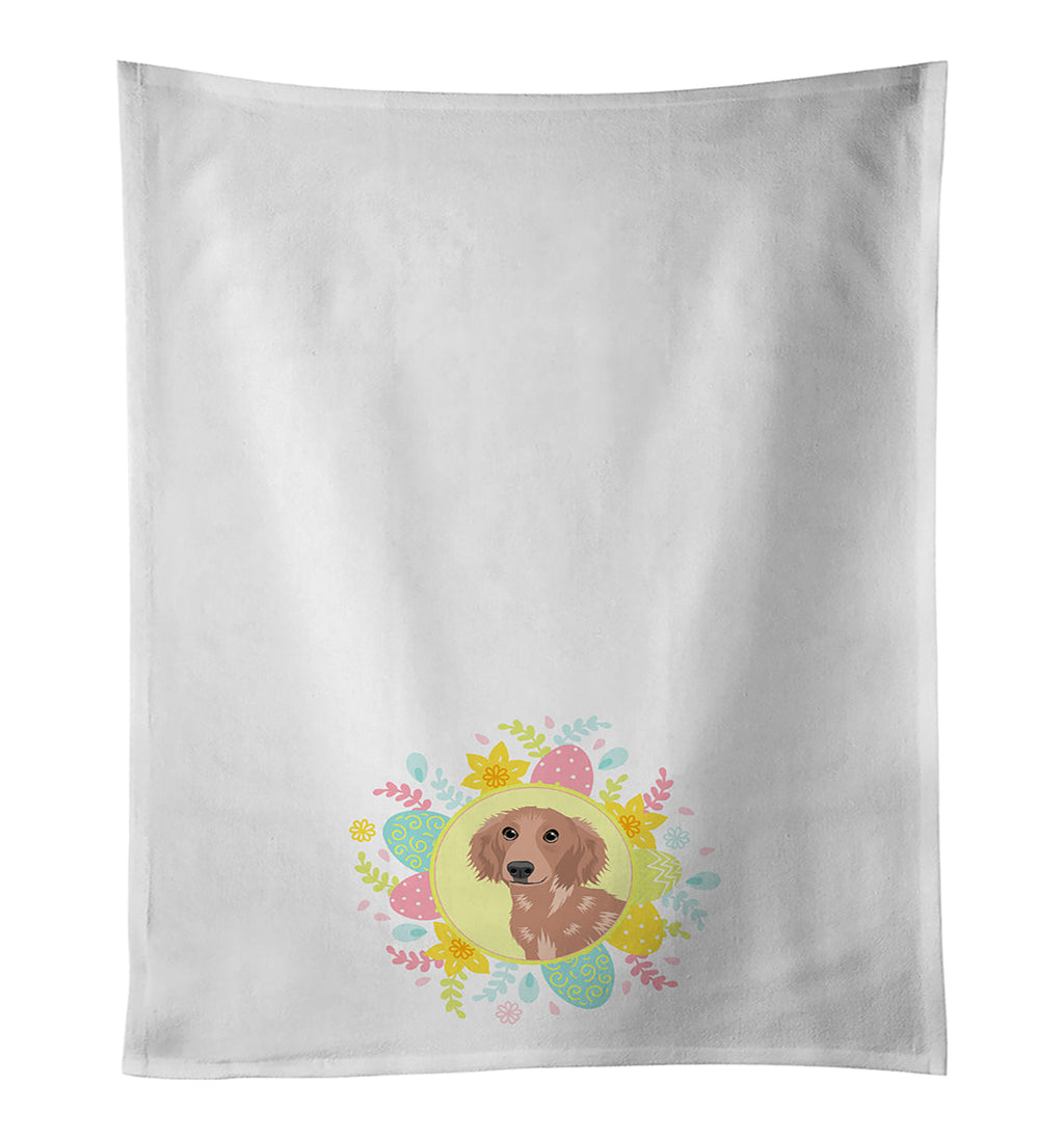 Dachshund Red #2 Easter Kitchen Towel Set of 2 White Dish Towels Decorative Bathroom Hand towel for Hand, Face, Hair, Yoga, Tea, Dishcloth, 19 X 28", White