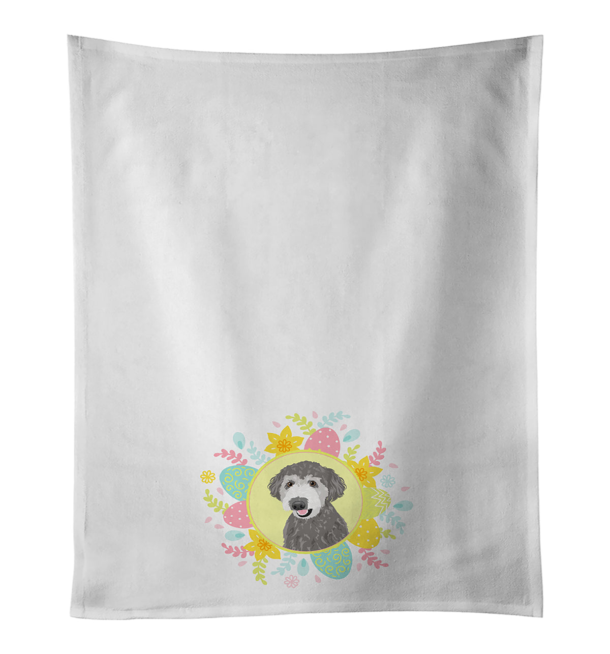 Doodle Silver #2 Easter Kitchen Towel Set of 2 White Dish Towels Decorative Bathroom Hand towel for Hand, Face, Hair, Yoga, Tea, Dishcloth, 19 X 28", White