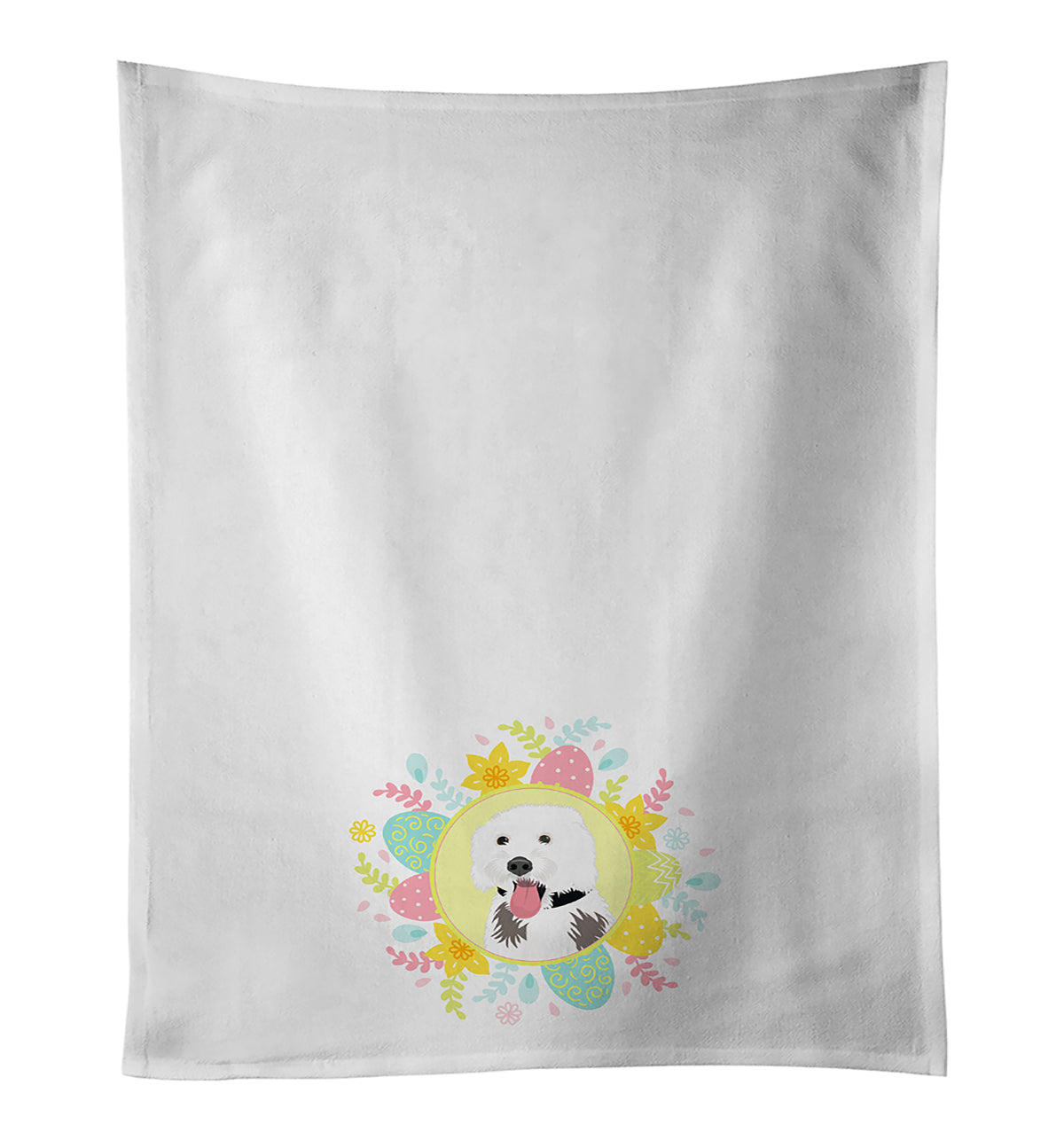 Doodle Silver and White #2 Easter Kitchen Towel Set of 2 White Dish Towels Decorative Bathroom Hand towel for Hand, Face, Hair, Yoga, Tea, Dishcloth, 19 X 28", White
