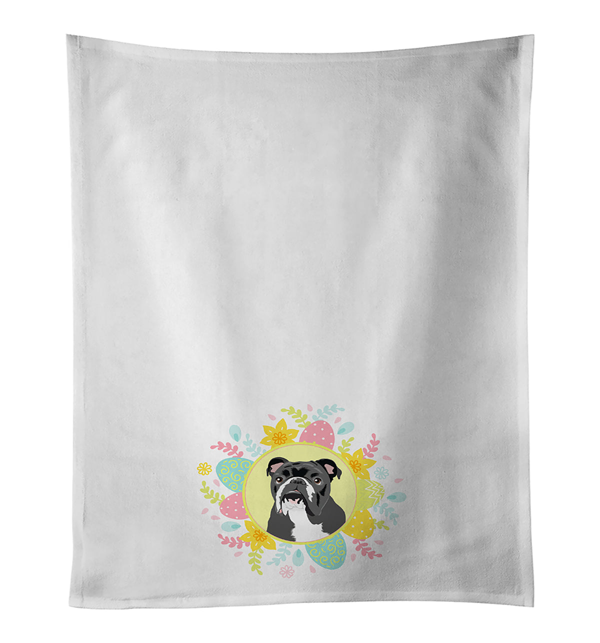 English Bulldog Black and White Easter Kitchen Towel Set of 2 White Dish Towels Decorative Bathroom Hand towel for Hand, Face, Hair, Yoga, Tea, Dishcloth, 19 X 28", White