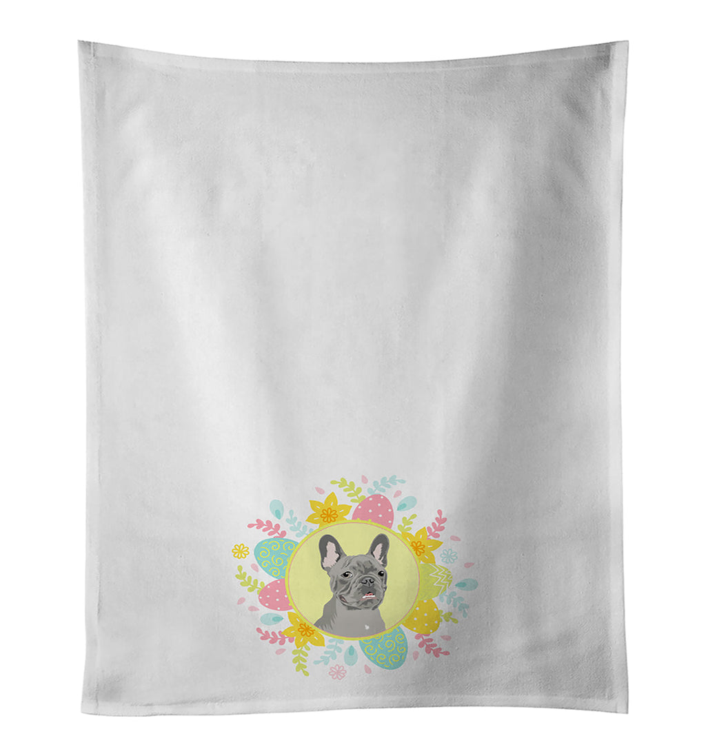 French Bulldog Blue Easter Kitchen Towel Set of 2 White Dish Towels Decorative Bathroom Hand towel for Hand, Face, Hair, Yoga, Tea, Dishcloth, 19 X 28", White