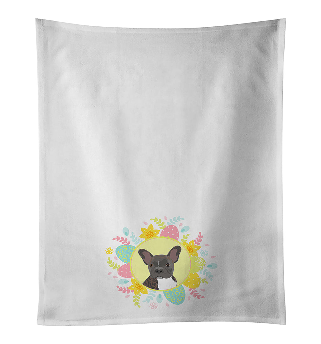 French Bulldog Brindle #2 Easter Kitchen Towel Set of 2 White Dish Towels Decorative Bathroom Hand towel for Hand, Face, Hair, Yoga, Tea, Dishcloth, 19 X 28", White