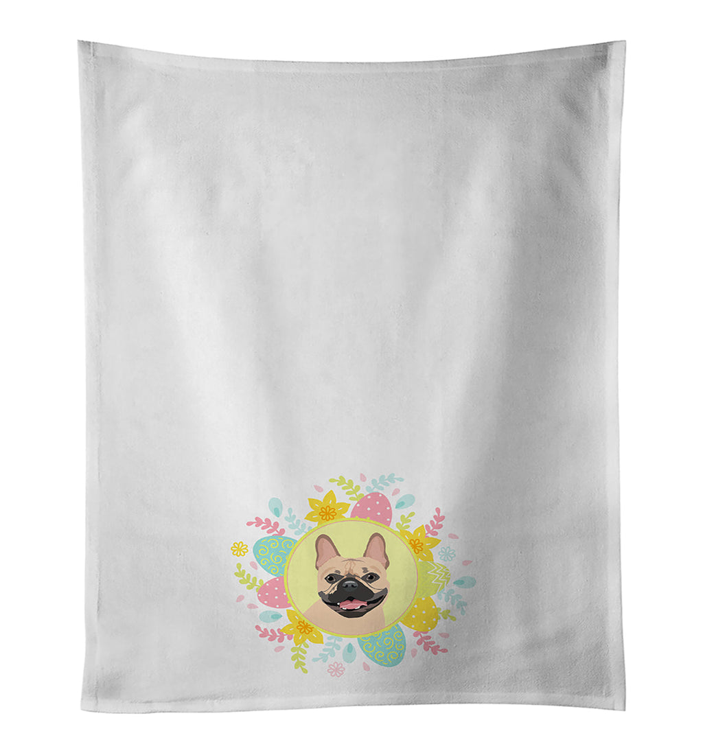 French Bulldog Fawn #2 Easter Kitchen Towel Set of 2 White Dish Towels Decorative Bathroom Hand towel for Hand, Face, Hair, Yoga, Tea, Dishcloth, 19 X 28", White