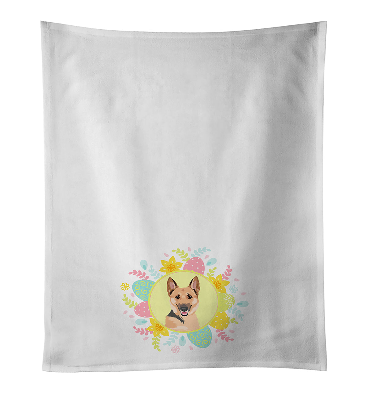 German Shepherd Black and Tan #1 Easter Kitchen Towel Set of 2 White Dish Towels Decorative Bathroom Hand towel for Hand, Face, Hair, Yoga, Tea, Dishcloth, 19 X 28", White