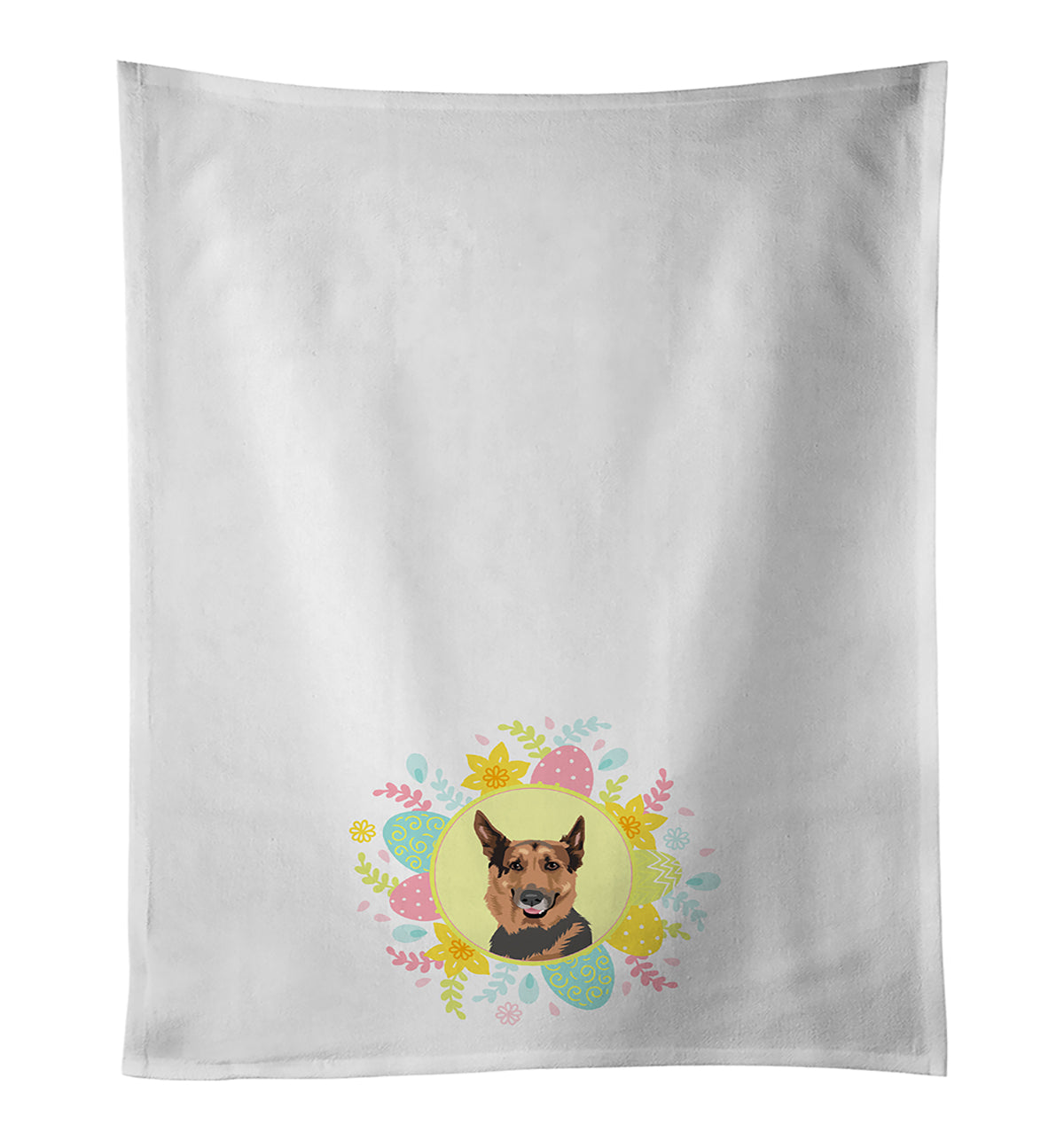 German Shepherd Red Sable Easter Kitchen Towel Set of 2 White Dish Towels Decorative Bathroom Hand towel for Hand, Face, Hair, Yoga, Tea, Dishcloth, 19 X 28", White