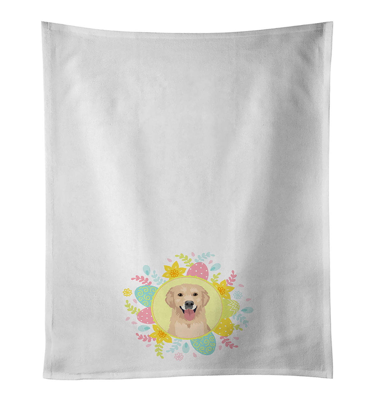 Golden Retriever Fawn #3 Easter Kitchen Towel Set of 2 White Dish Towels Decorative Bathroom Hand towel for Hand, Face, Hair, Yoga, Tea, Dishcloth, 19 X 28", White
