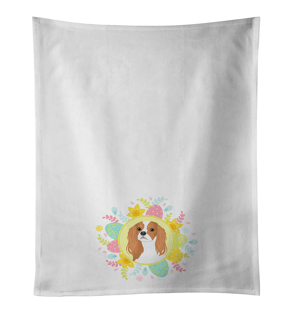 Cavalier King Charles Spaniel Blenheim #1 Easter Kitchen Towel Set of 2 White Dish Towels Decorative Bathroom Hand towel for Hand, Face, Hair, Yoga, Tea, Dishcloth, 19 X 28", White