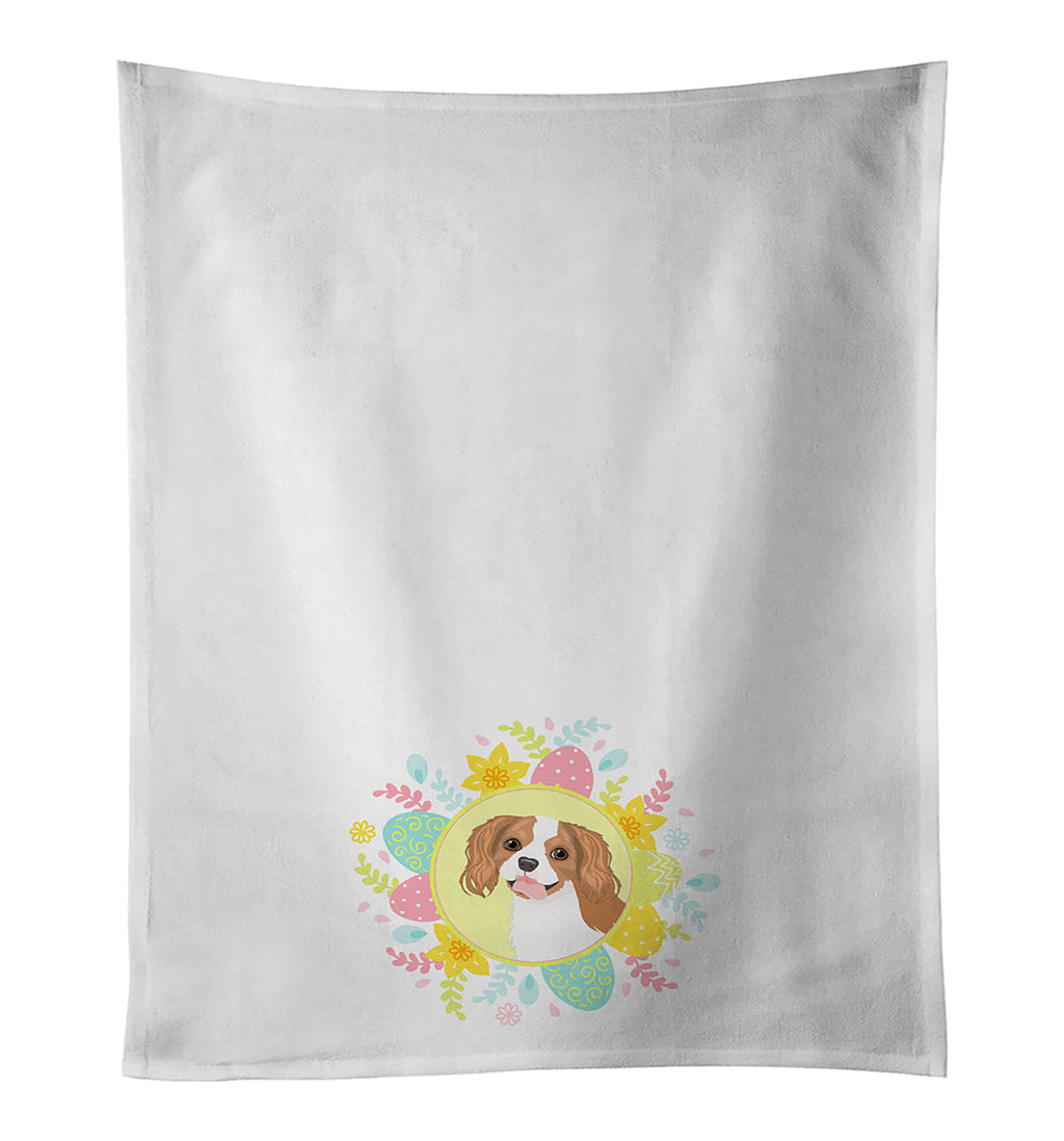 Cavalier King Charles Spaniel Blenheim #2 Easter Kitchen Towel Set of 2 White Dish Towels Decorative Bathroom Hand towel for Hand, Face, Hair, Yoga, Tea, Dishcloth, 19 X 28", White