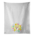 Pembroke Corgi Red and White Easter Kitchen Towel Set of 2 White Dish Towels Decorative Bathroom Hand towel for Hand, Face, Hair, Yoga, Tea, Dishcloth, 19 X 28", White