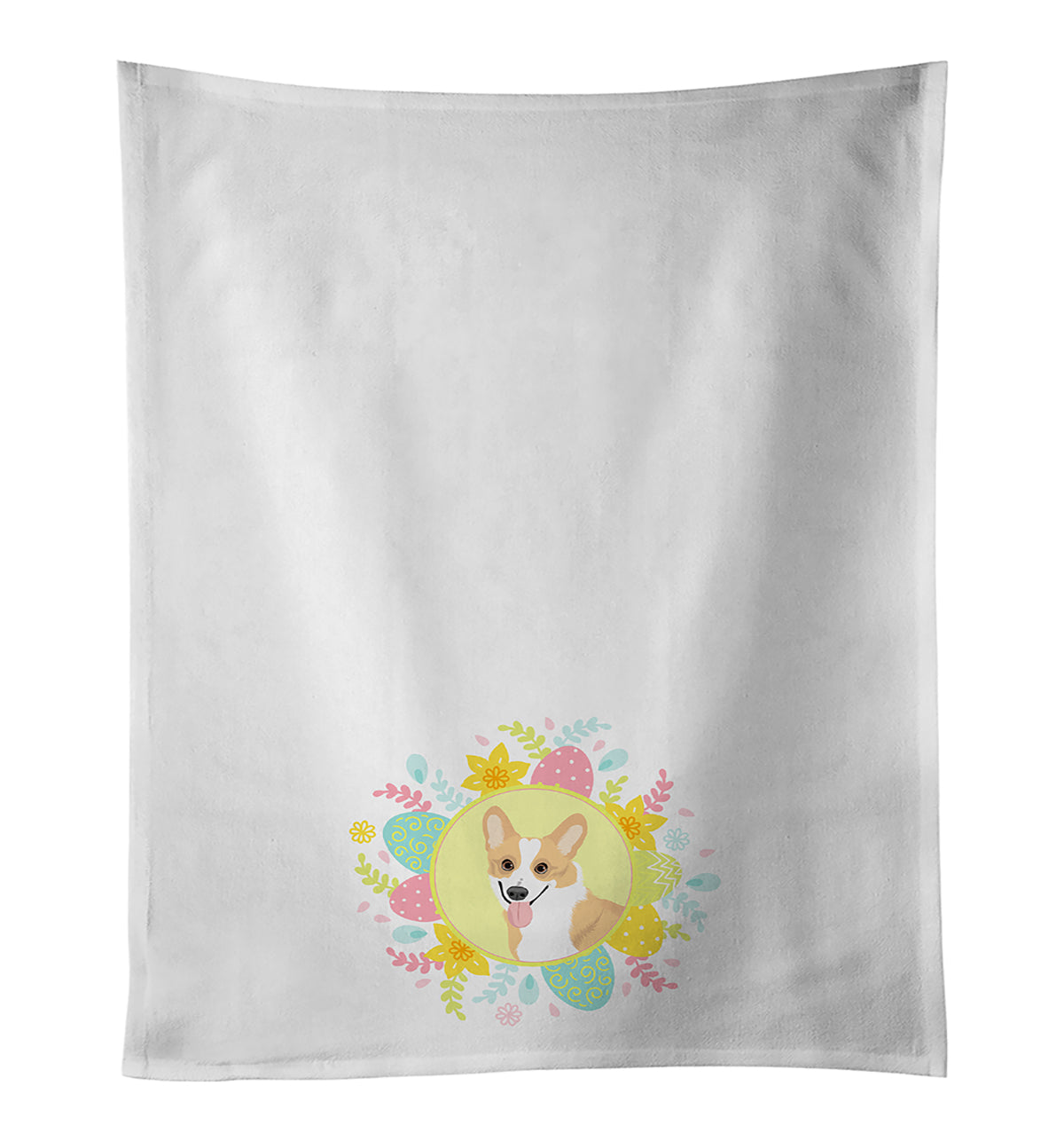 Pembroke Corgi Red and White Easter Kitchen Towel Set of 2 White Dish Towels Decorative Bathroom Hand towel for Hand, Face, Hair, Yoga, Tea, Dishcloth, 19 X 28", White