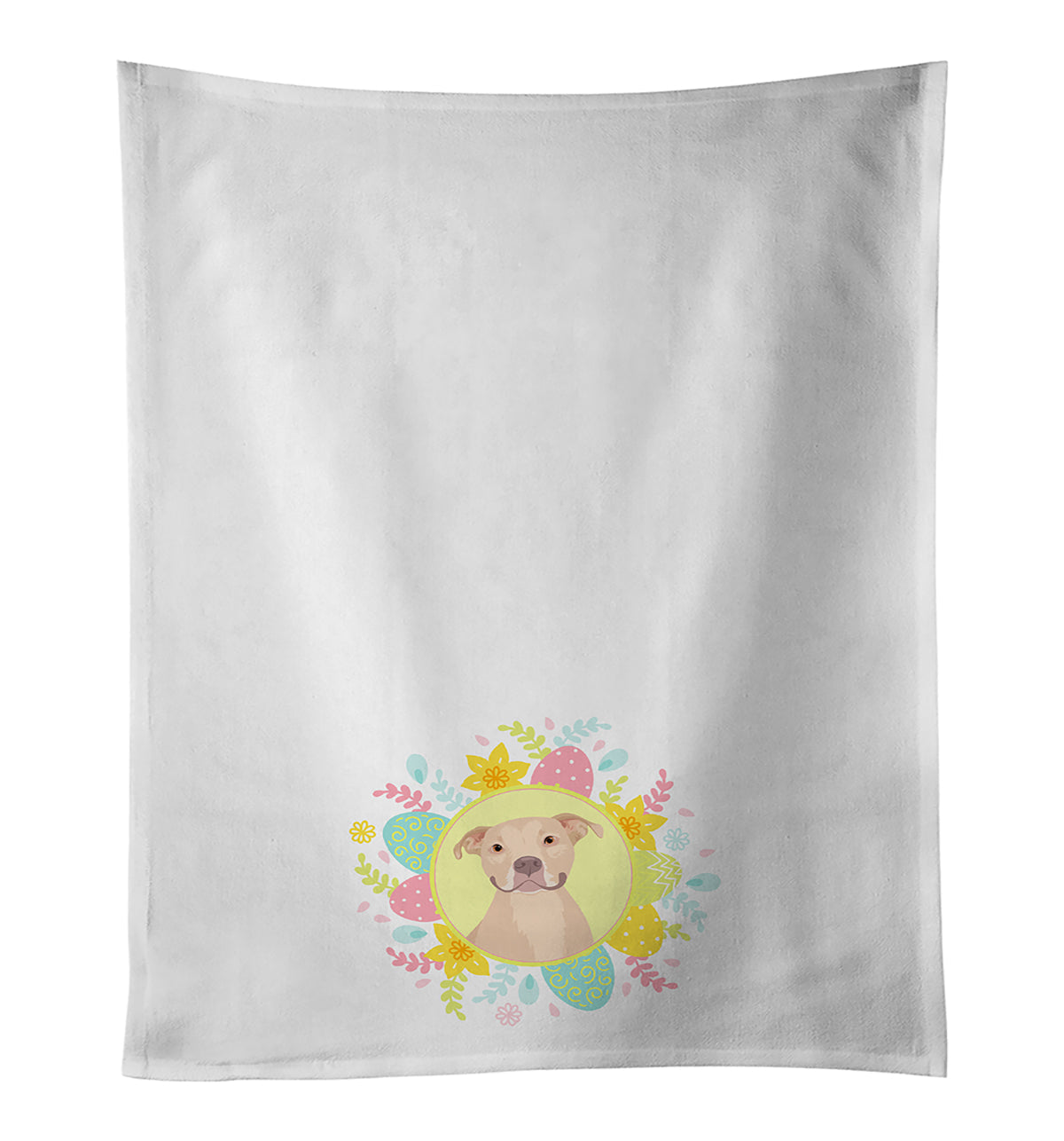 Pit Bull Fawn #1 Easter Kitchen Towel Set of 2 White Dish Towels Decorative Bathroom Hand towel for Hand, Face, Hair, Yoga, Tea, Dishcloth, 19 X 28", White