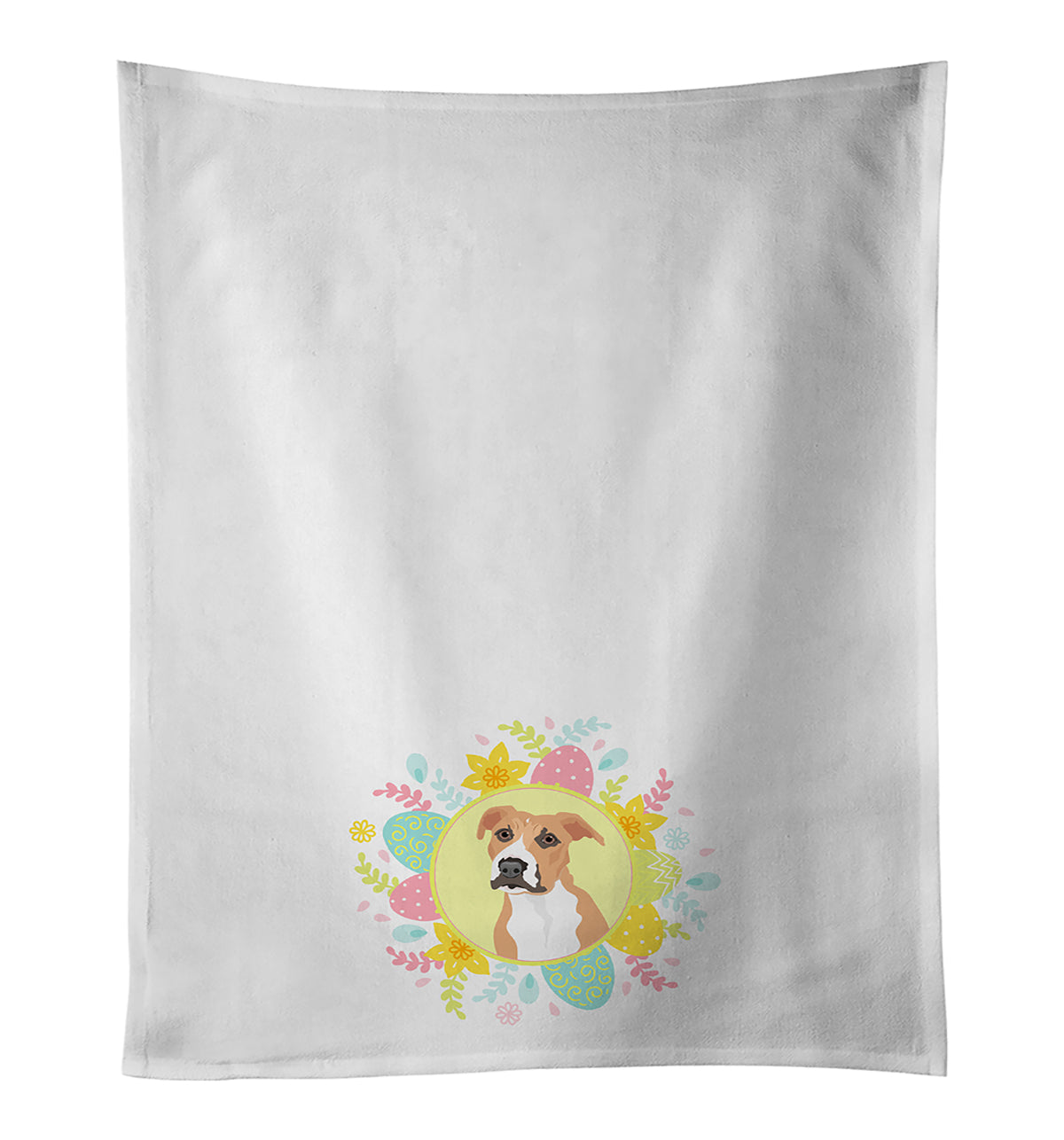 Pit Bull Fawn #3 Easter Kitchen Towel Set of 2 White Dish Towels Decorative Bathroom Hand towel for Hand, Face, Hair, Yoga, Tea, Dishcloth, 19 X 28", White