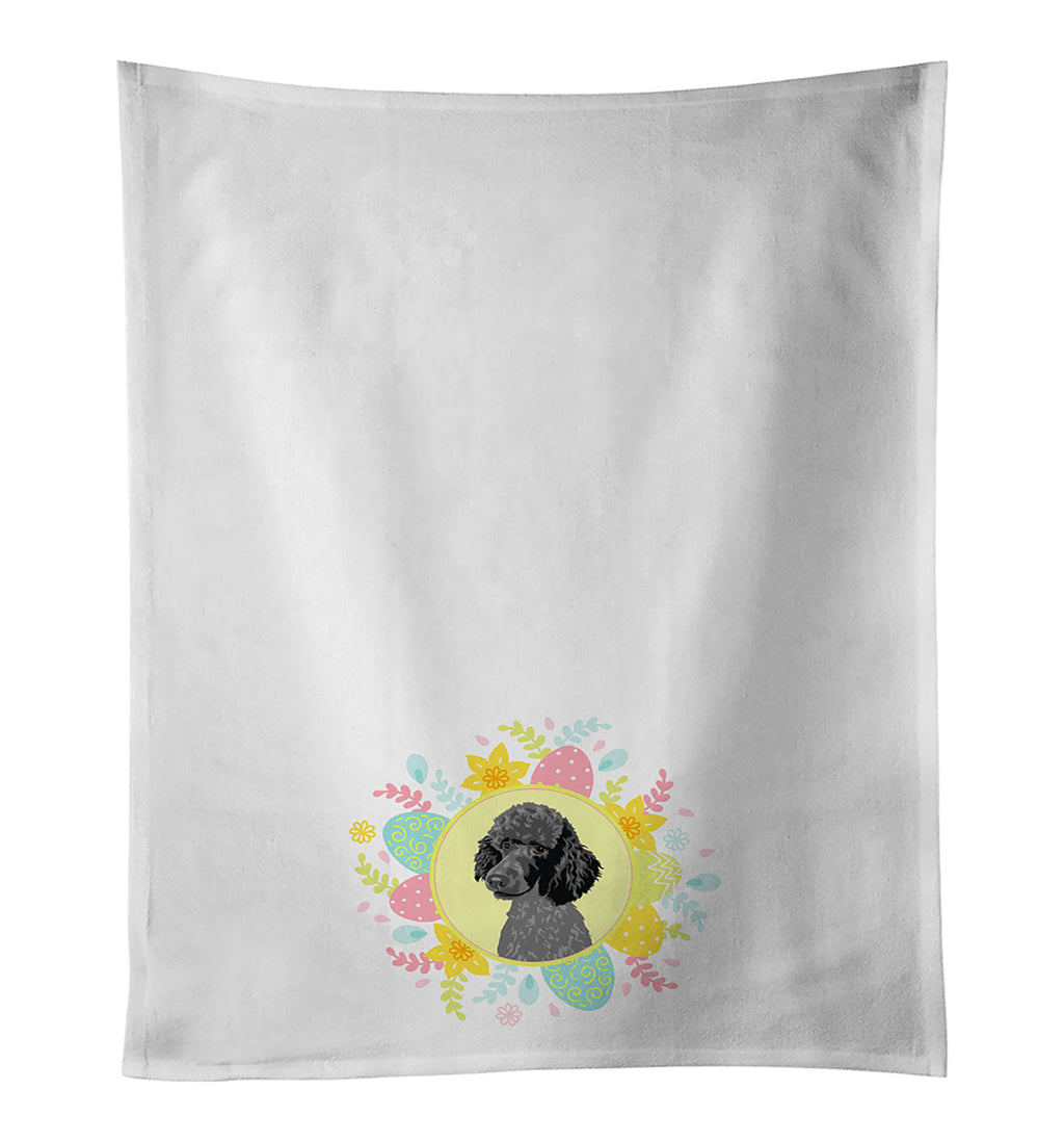 Poodle Standard Black Easter Kitchen Towel Set of 2 White Dish Towels Decorative Bathroom Hand towel for Hand, Face, Hair, Yoga, Tea, Dishcloth, 19 X 28", White