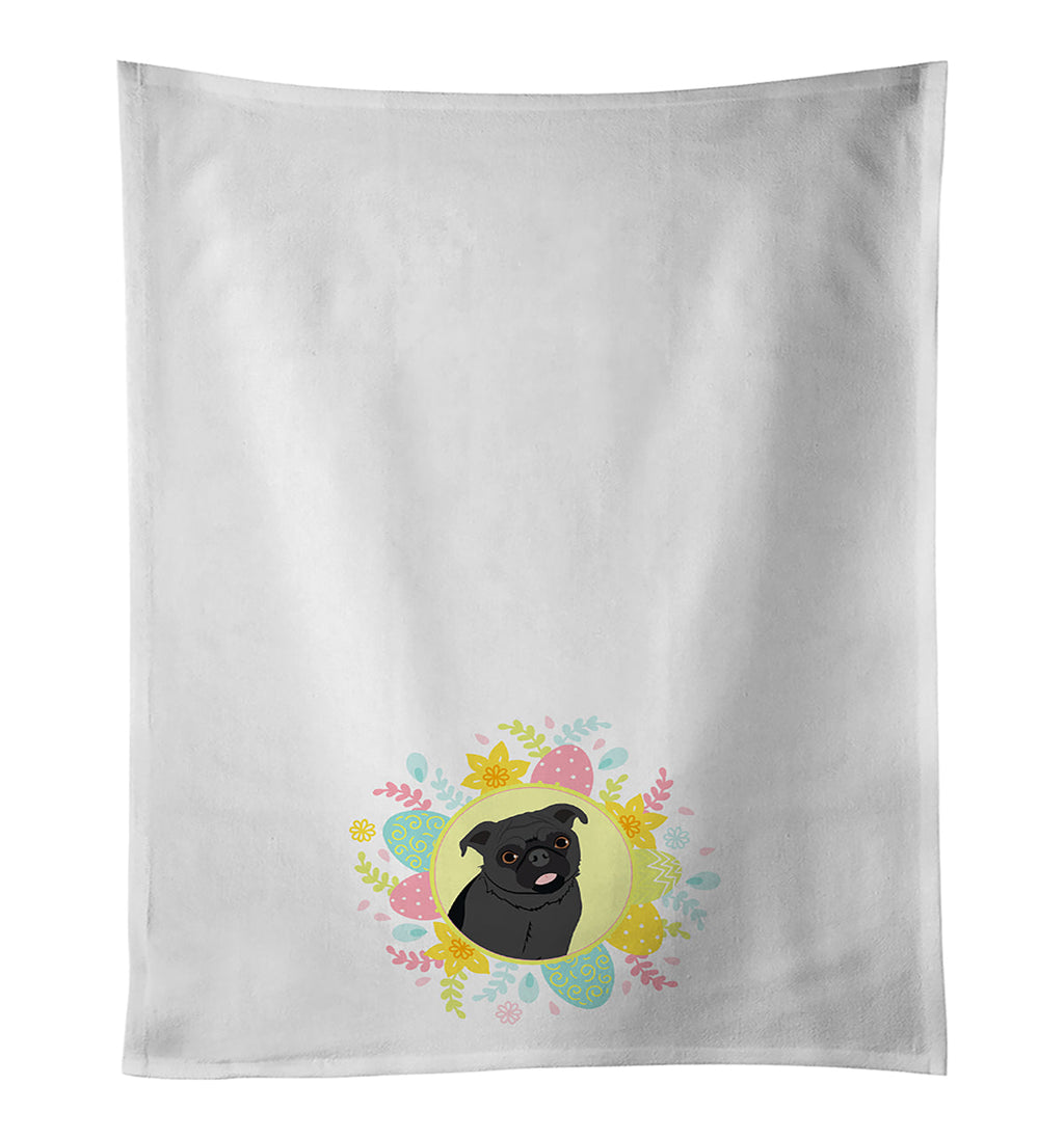 Pug Black #1 Easter Kitchen Towel Set of 2 White Dish Towels Decorative Bathroom Hand towel for Hand, Face, Hair, Yoga, Tea, Dishcloth, 19 X 28", White