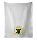 Pug Black #2 Easter Kitchen Towel Set of 2 White Dish Towels Decorative Bathroom Hand towel for Hand, Face, Hair, Yoga, Tea, Dishcloth, 19 X 28", White