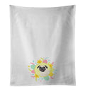 Pug Fawn #2 Easter Kitchen Towel Set of 2 White Dish Towels Decorative Bathroom Hand towel for Hand, Face, Hair, Yoga, Tea, Dishcloth, 19 X 28", White